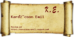 Karácson Emil névjegykártya