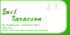 emil karacson business card
