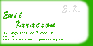 emil karacson business card